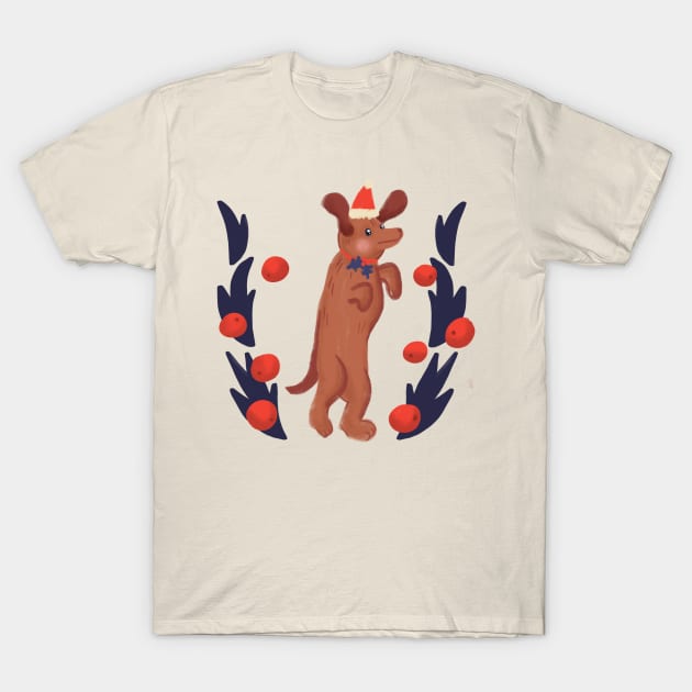 Wiener Dog Christmas T-Shirt by KodiakMilly